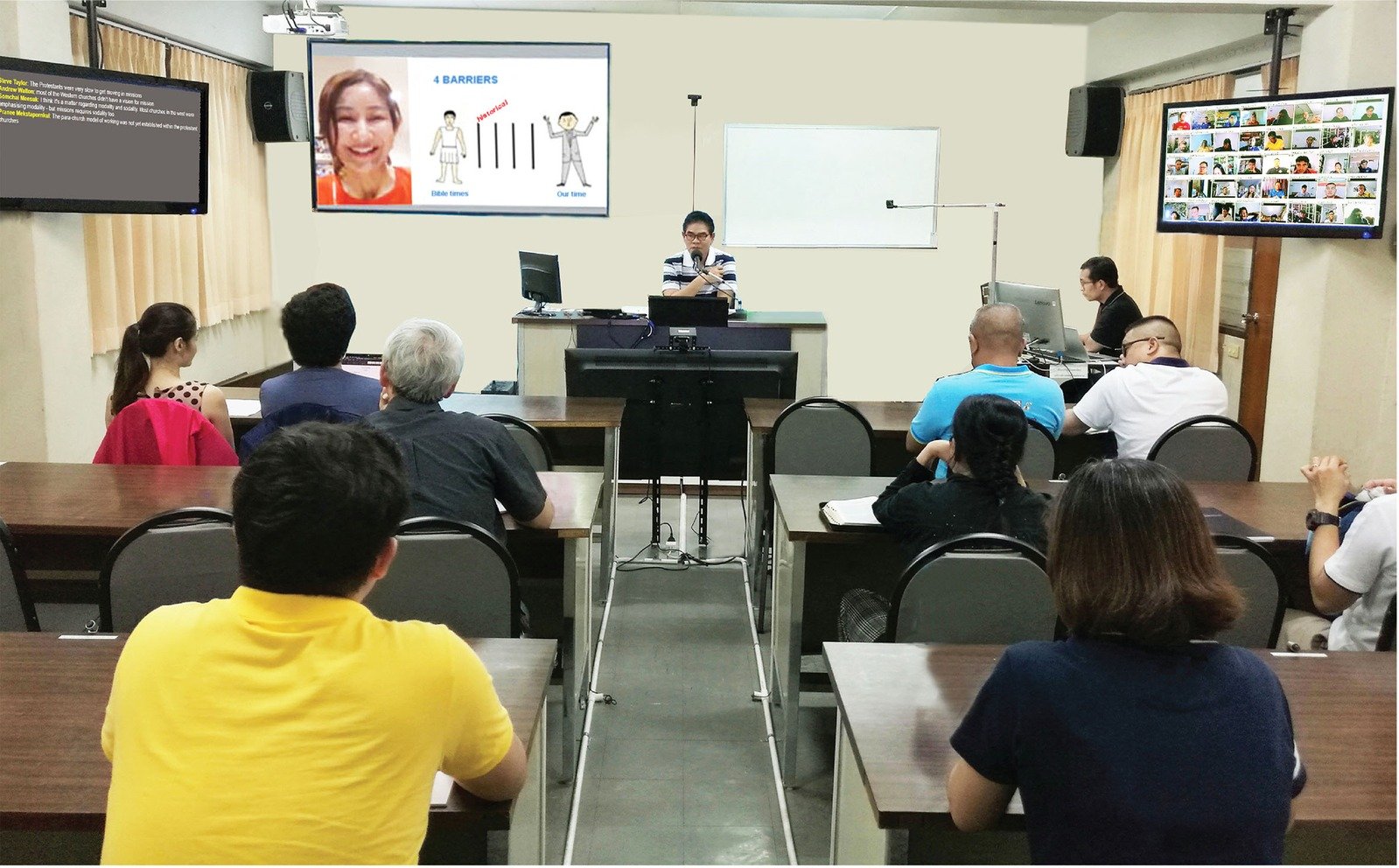 Classroom session with hybrid setup